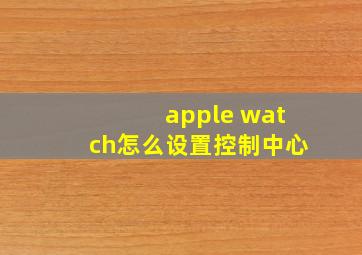 apple watch怎么设置控制中心